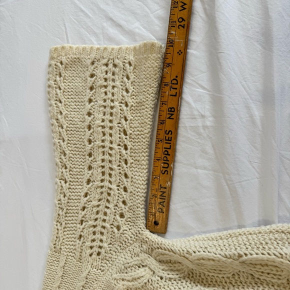 BCBGMaxAzria Winter White Cable Knit Sweater Dress with Slip, Bell Sleeves M - Picture 10 of 14